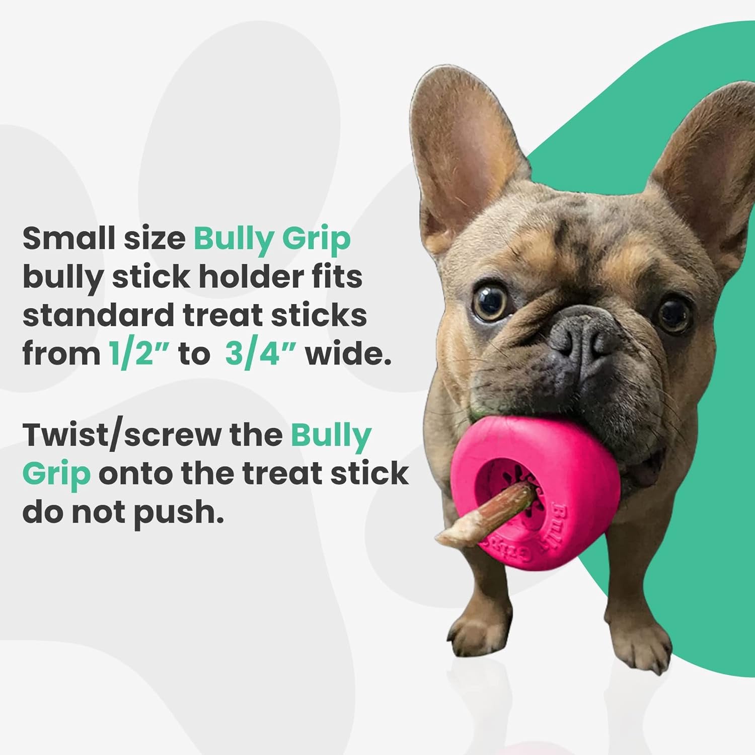 Bully Stick Holder - Size Small Interactive Dog Toy, Slow Feeder, Treat Dispenser, Chew Toy and Dog Safety Device